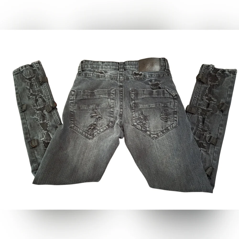 Men's smeggler moon Skinny Jeans in Distressed Gray